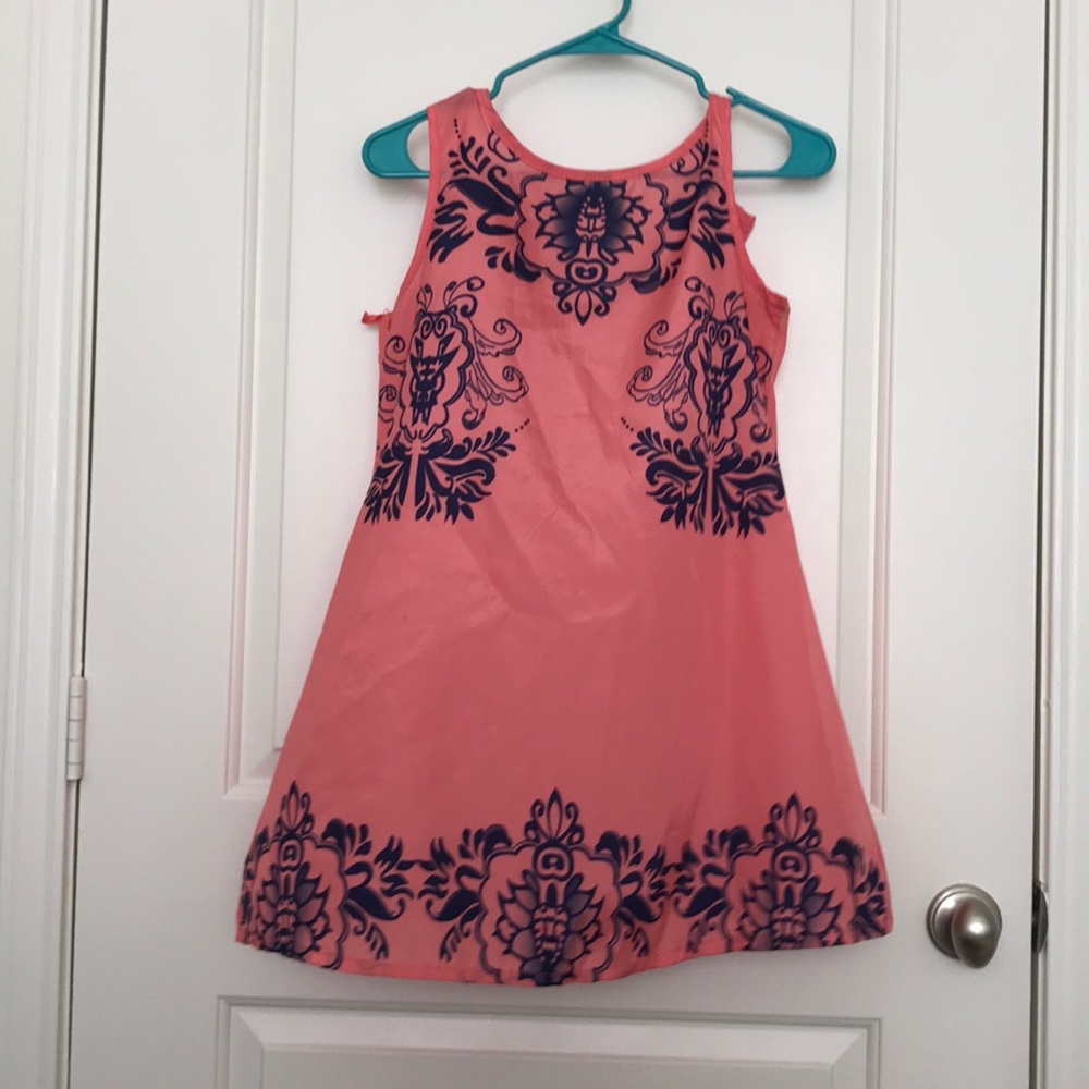 Pink dress with blue details